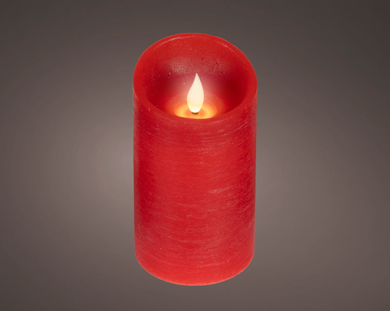 Battery Operated LED Candle with Warm White Flame Effect - Red - 13.5cm