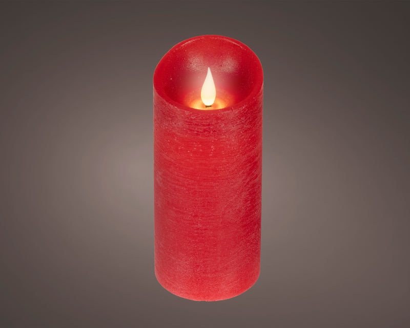Battery Operated LED Candle with Warm White Flame Effect - Red - 17cm