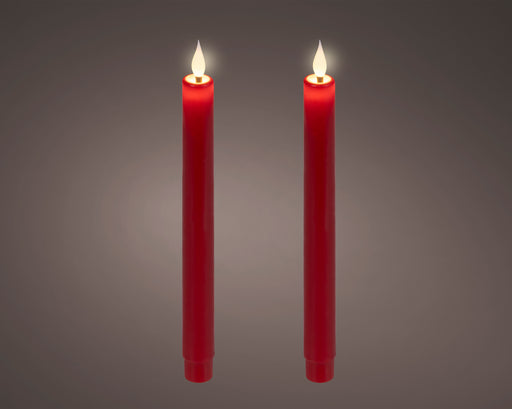 LED Realistic Waving Dinner Candle Red 24 cm – Pack of 2