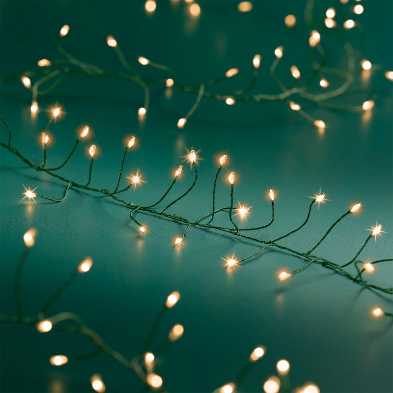 480 Lumineo Micro LED Compact Twinkle Classic Warm White Christmas Lights With Green Cable 6m