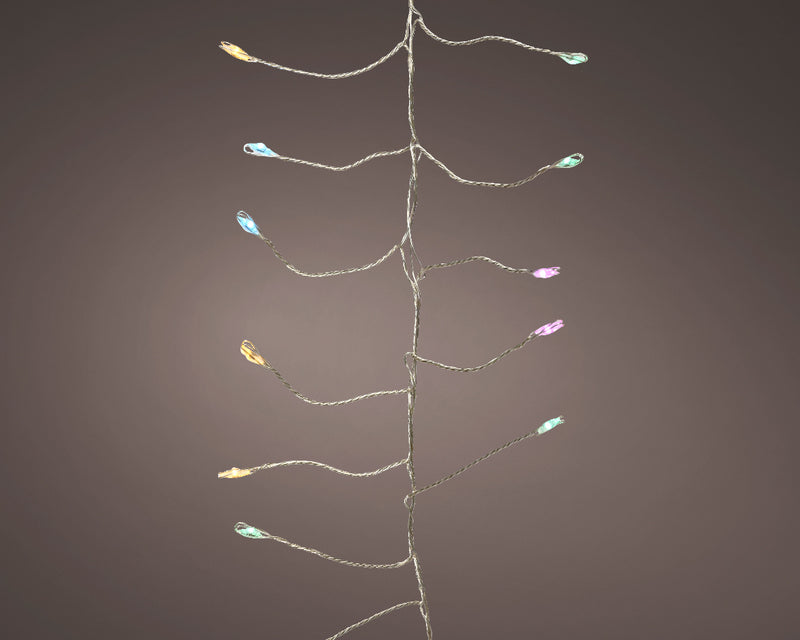 480 Lumineo Micro LED Compact Twinkle Soft Multicoloured Christmas Lights With Silver Cable 6m