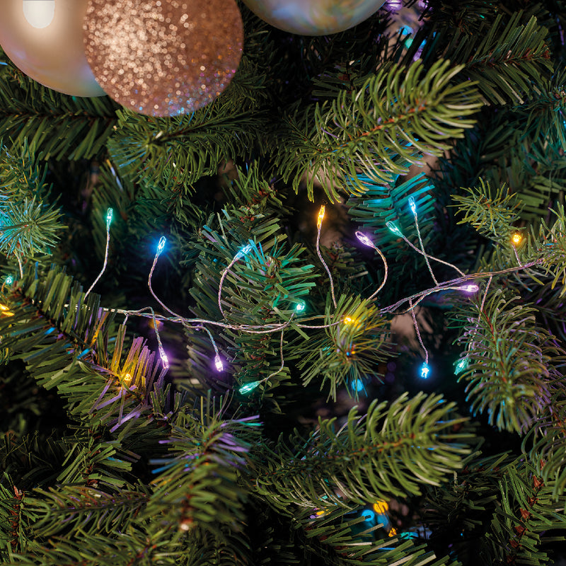 480 Lumineo Micro LED Compact Twinkle Soft Multicoloured Christmas Lights With Silver Cable 6m