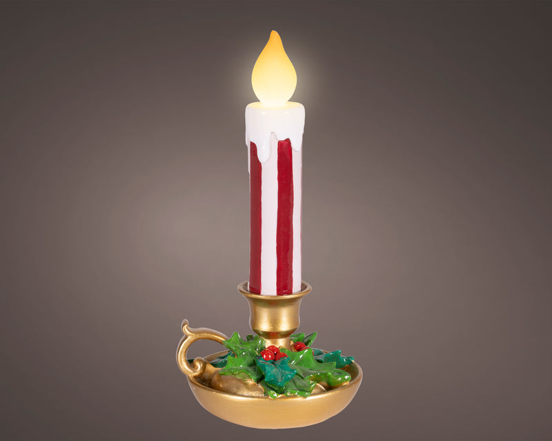 Battery Operated LED Candle with Holder 24 cm