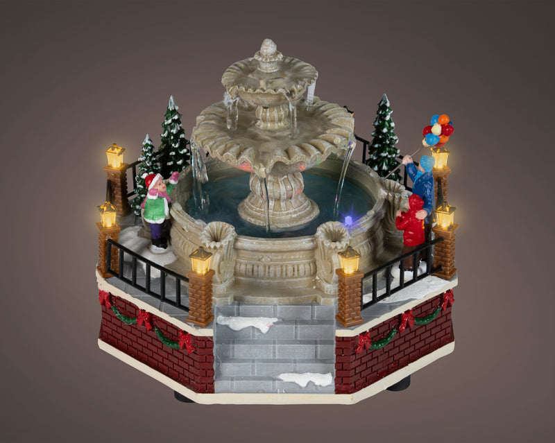 Battery Operated Fountain Village Scene
