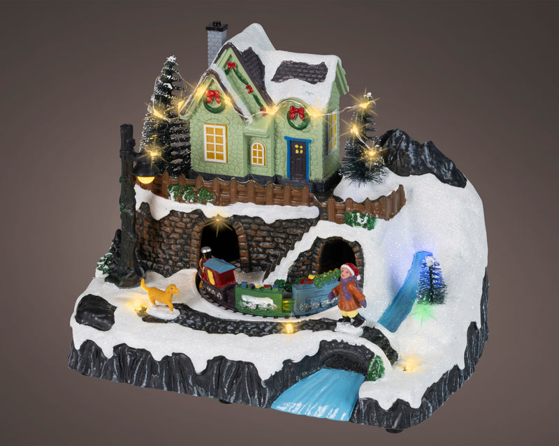 Battery Operated Train Village Scene