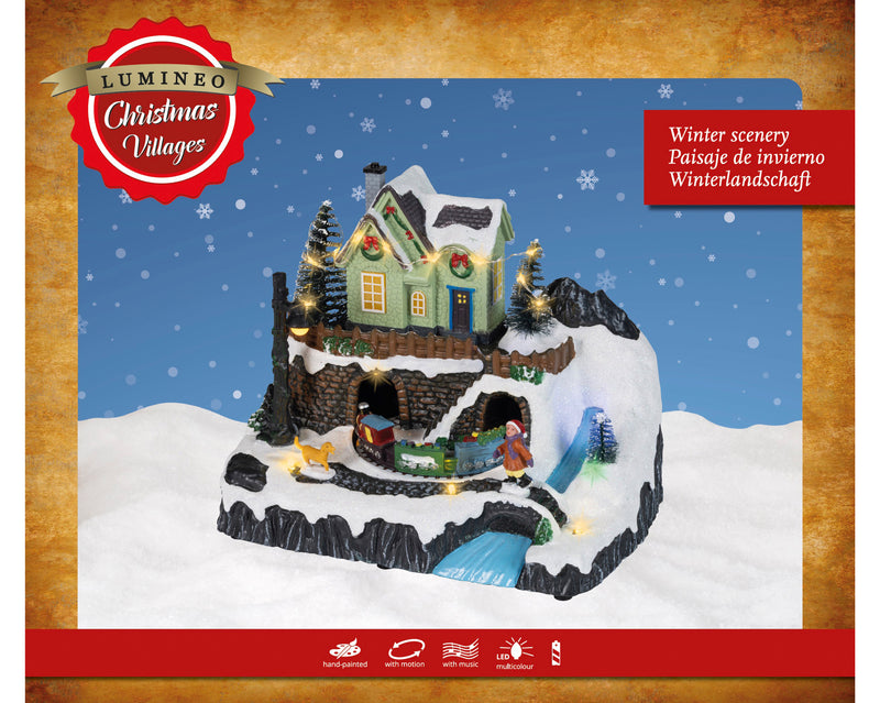 Battery Operated Train Village Scene