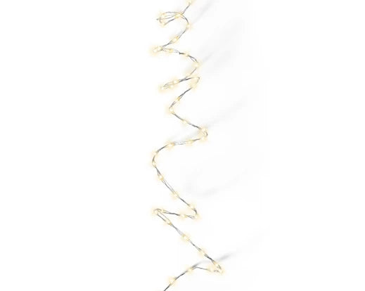 Battery Operated 100 Micro Lights Warm White With Silver Cable and Timer 1.59m