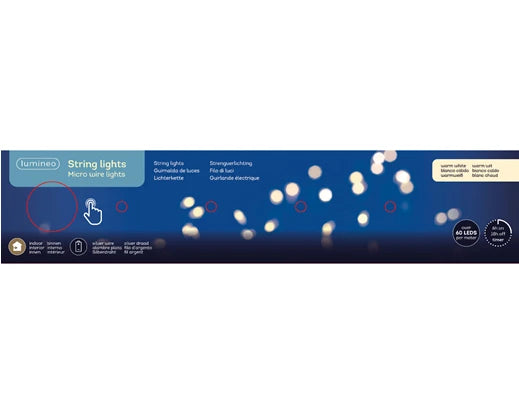 Battery Operated 100 Micro Lights Warm White With Silver Cable and Timer 1.59m