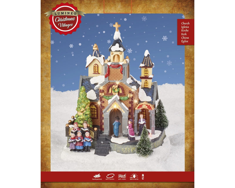 Battery Operated Church with Choir Village Scene