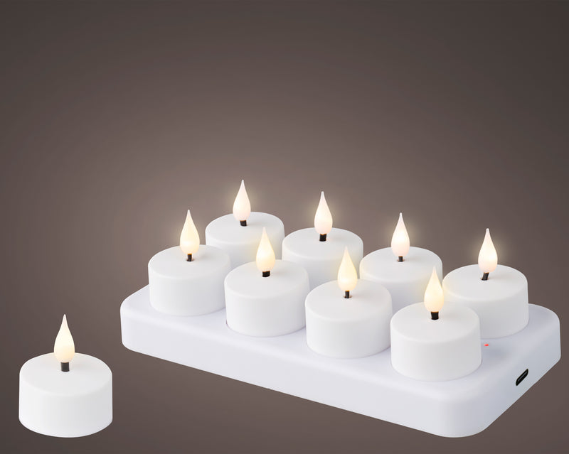 Battery Operated Rechargeable LED Tealight Set of 8