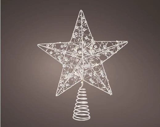 Lumineo Micro LED Silver Star Tree Topper | Battery Operated (27x6 cm)