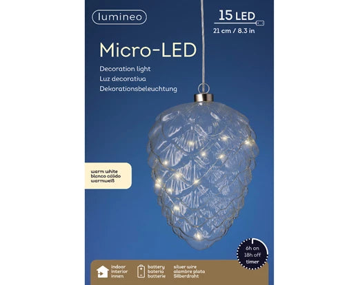 Lumineo Micro Steady Pinecone LED | Battery Operated - Warm White (21x15cm)