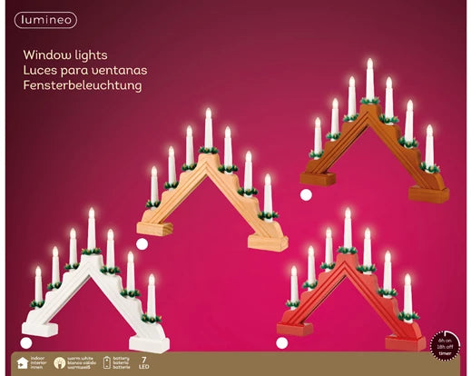 Lumineo LED Window Decoration With Steady Light | Battery Operated - Natural (39.5x4.8 cm)