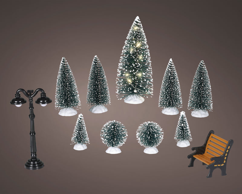 Lumineo Village Scene set of Trees with Lights