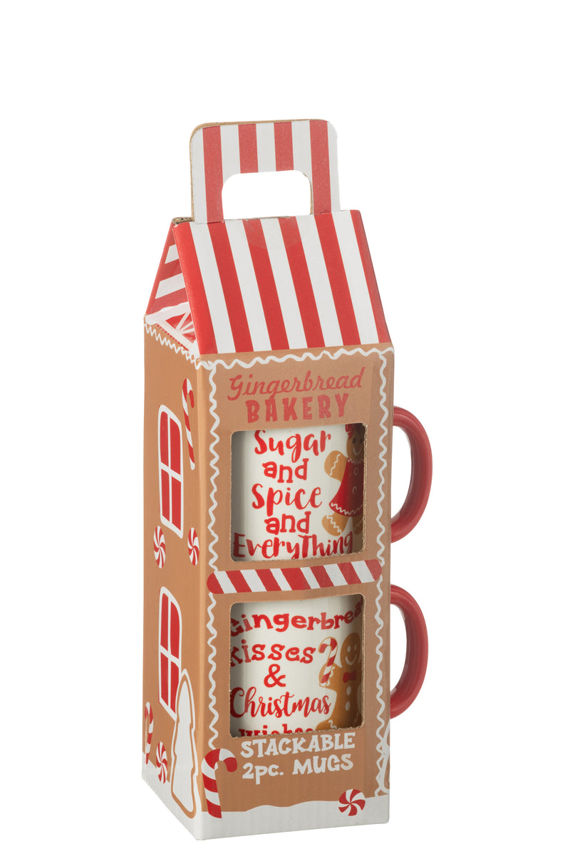 Christmas Gingerbread Stackable 2 Piece Mugs