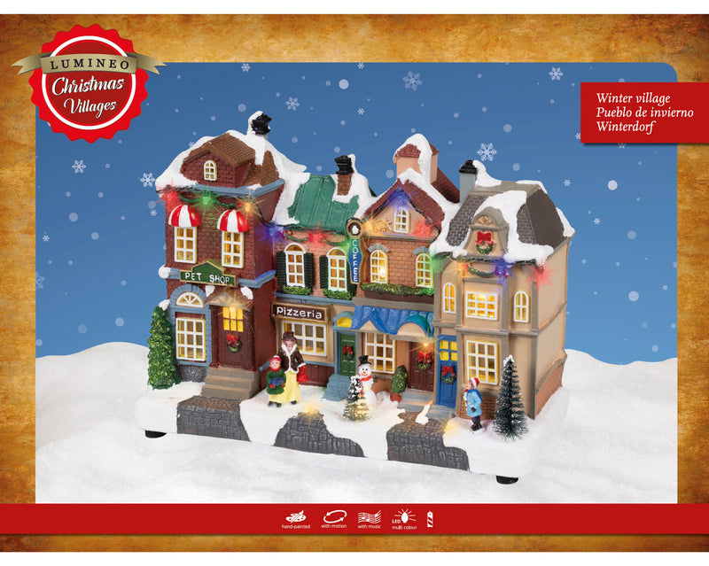 Battery Operated Pizzeria/Pet Shop Village Scene