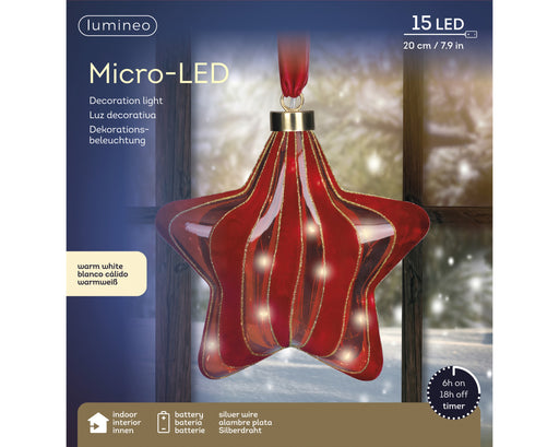 LED Glass Ornament Warm White 20 cm