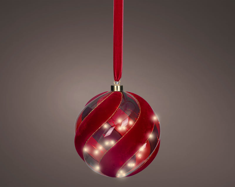 Battery Operated Micro LED Hanging Decoration Light - Red Round Shape Warm White 19cm