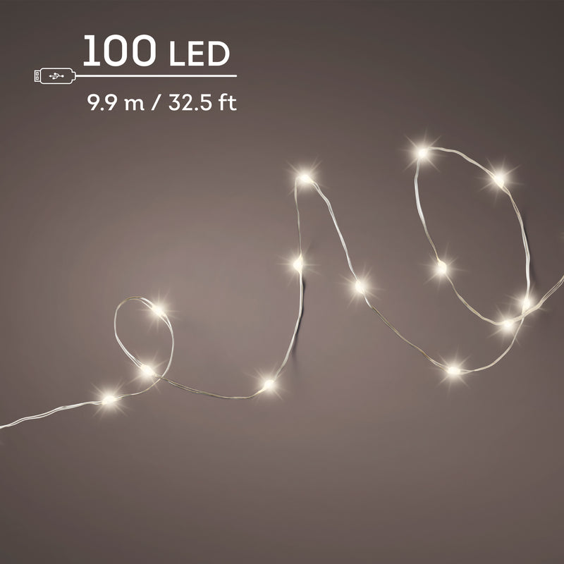 Rechargeable Warm White 100 Micro LED Lights - Warm White