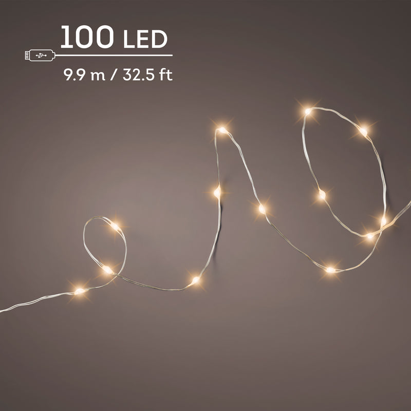 Rechargeable Warm White 100 Micro LED Lights - Classic Warm