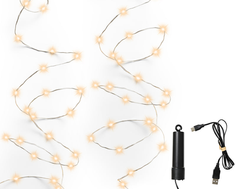 Rechargeable Warm White 100 Micro LED Lights - Classic Warm
