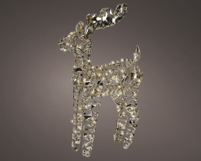 Lumineo Reindeer with 100 Micro LED Lights on Gold Frame - 66 cm