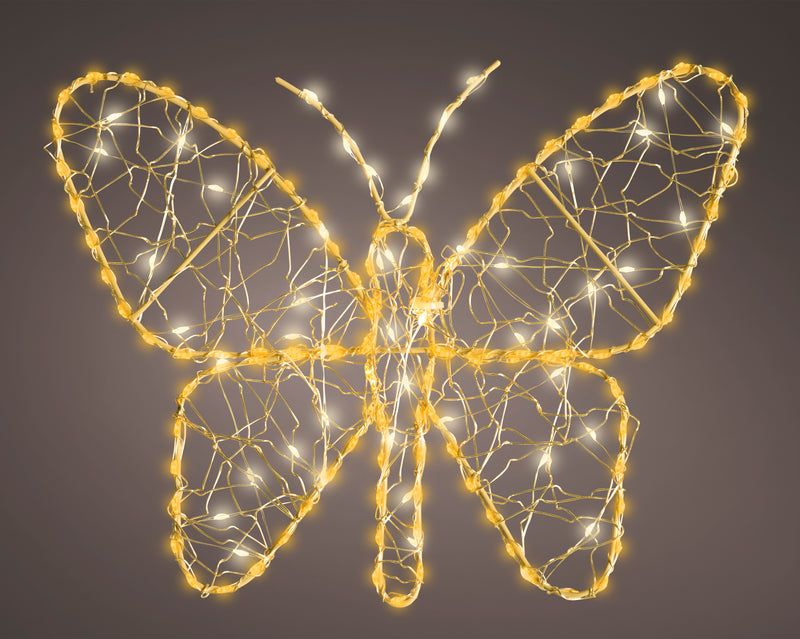 Battery Operated Micro LED Gold Butterfly with Warm White/Classic Warm Lights - 28cm