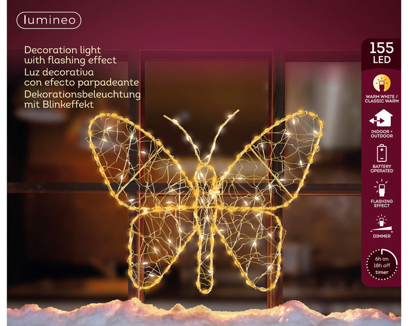 Battery Operated Micro LED Gold Butterfly with Warm White/Classic Warm Lights - 28cm
