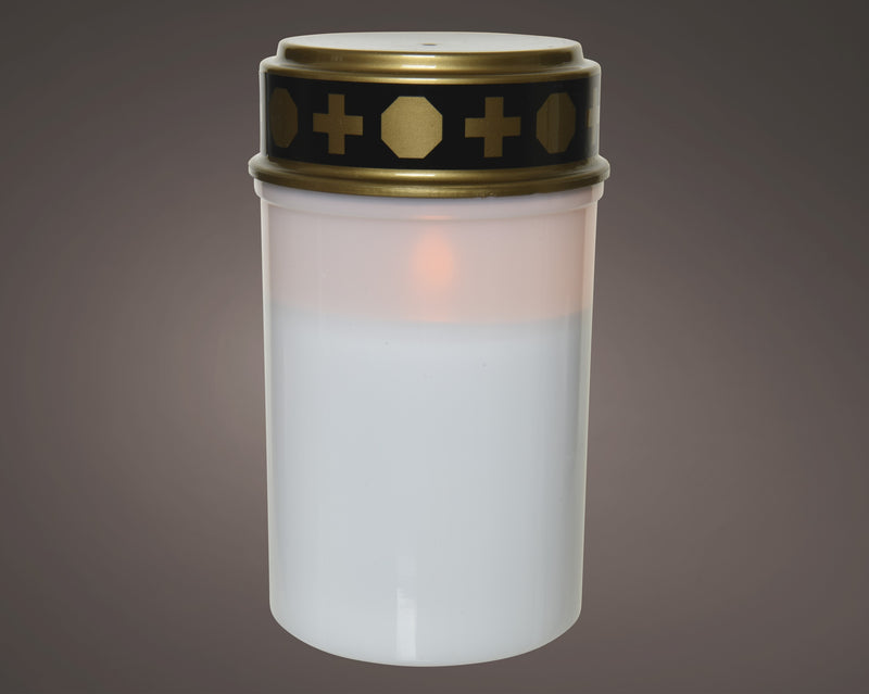 Lumineo Grave Candle Fire Flame Effect Battery Operated 12cm - White