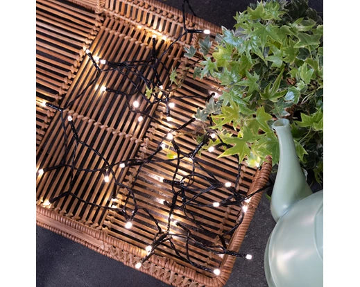 48 Lumineo Durawise Battery Christmas Lights Warm White LED 3.5M Black Cable Suitable For Indoor & Outdoor Use