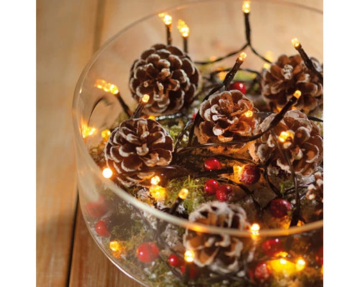 192 Lumineo Durawise Battery Christmas Lights Warm White LED 14.3M Black Cable Suitable For Indoor & Outdoor Use