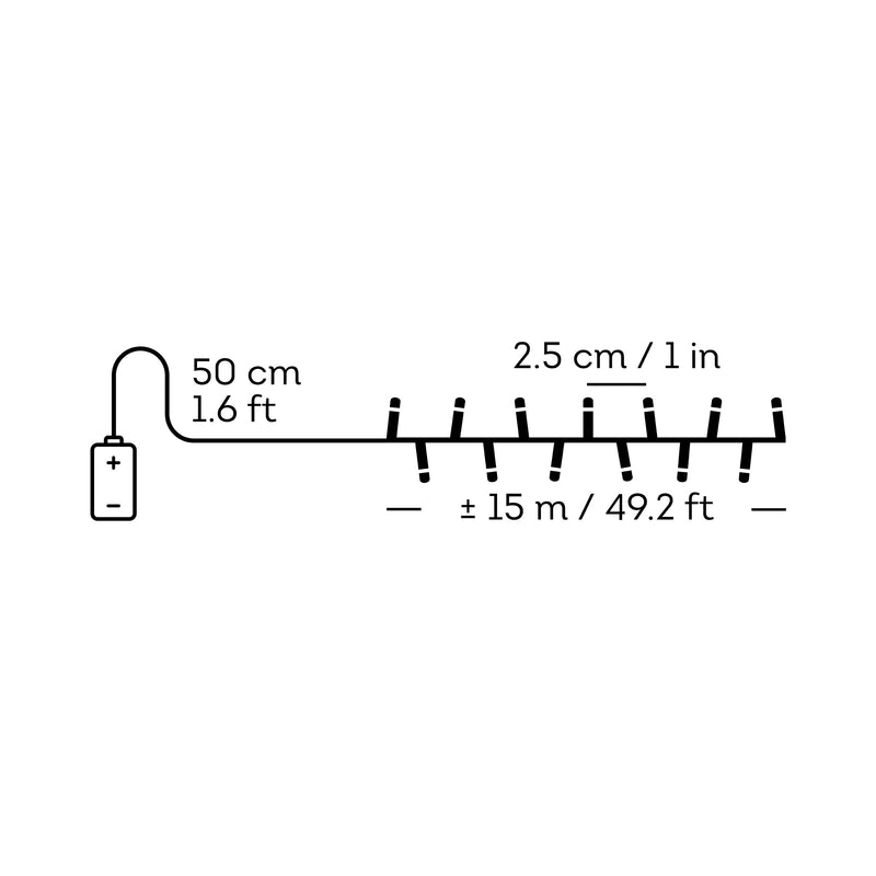 Durawise 600 Warm White Battery Operated Christmas Lights With Multi Function & Timer 15m