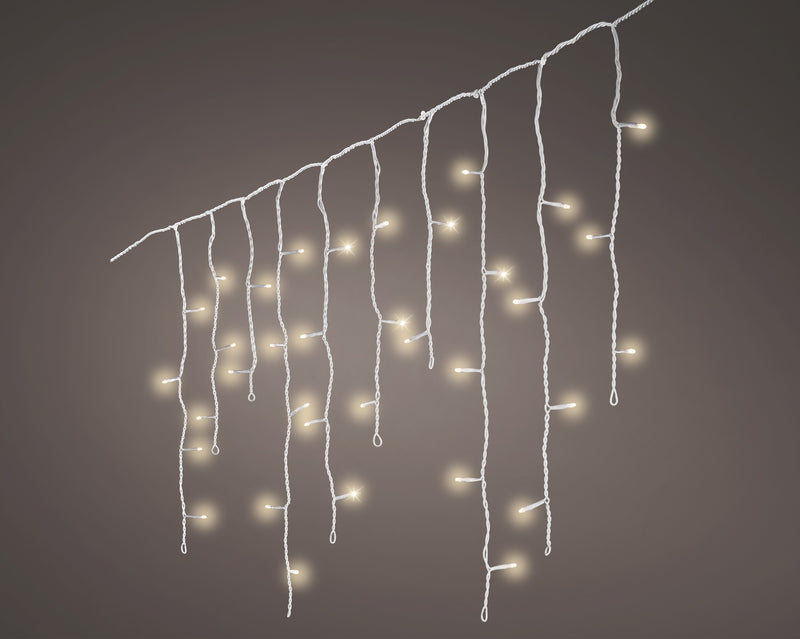 LED Icicle Twinkle Effect 259 Warm White Christmas Lights White Cable 11m