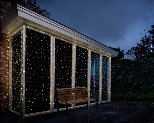 400 Lumineo Micro LED Curtain Steady Lights | Warm White Lights (1.9m X.2m)