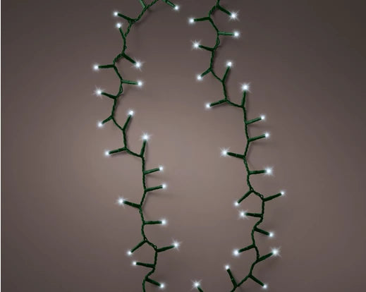 1000 Lumineo Compact Twinkle Cool White Christmas Lights Green Cable 22.5m
