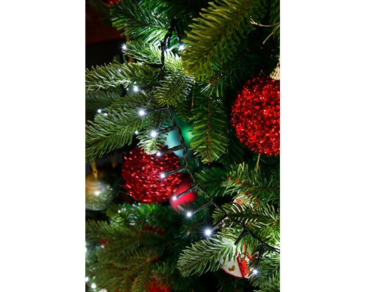 1000 Lumineo Compact Twinkle Cool White Christmas Lights Green Cable 22.5m