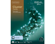 LED Cluster Twinkle Effect 2040 Cool White Christmas Lights Green Cable 17m