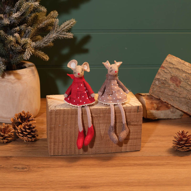 Mouse in Spotted Dress Christmas Decoration