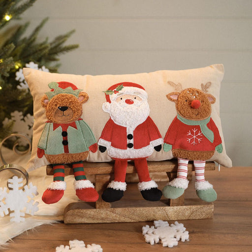 Santa's Magical Feast Embroidered Cushion with Dangling Legs