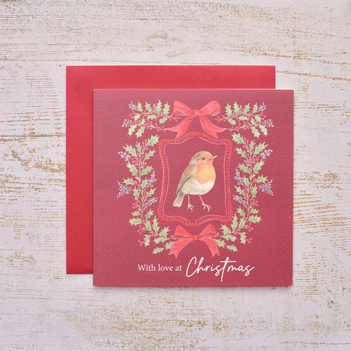 Robin in Frame Christmas Greeting Card