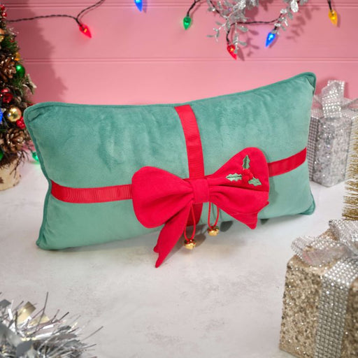 Christmas Bow Cushion with Bells
