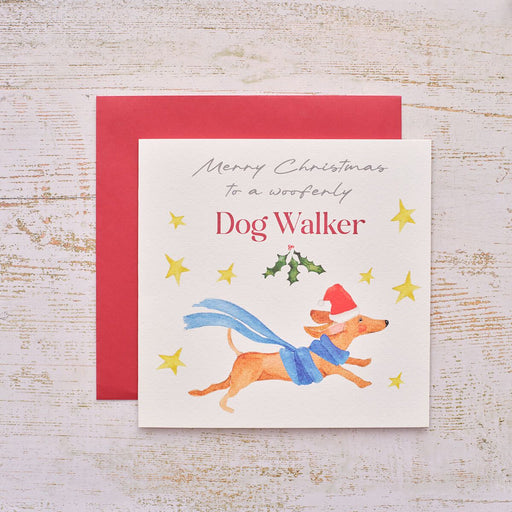 Christmas Dog Walker Greeting Card