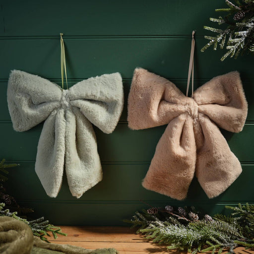 Large Faux Fur Christmas Bow - 2 Assorted Designs