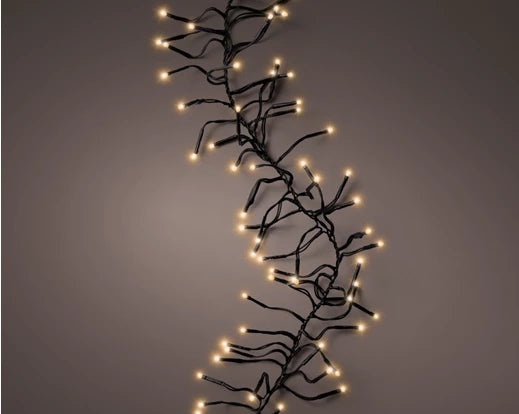 1128 LED Lumineo Cluster Twinkle Classic Warm White Christmas Lights 10.5 Meters Green Cable