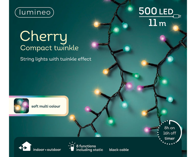 Lumineo 500 Cherry Compact Twinkle Lights Multi-colour 11m