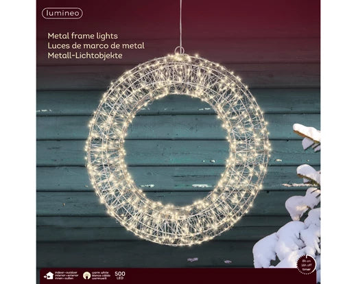 LED Frame Light Wreath Silver 38 cm