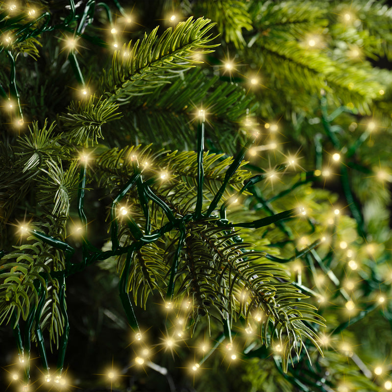 Lumineo Cluster Twinkle 3000 Soft Gold Christmas Lights Green Cable 28m