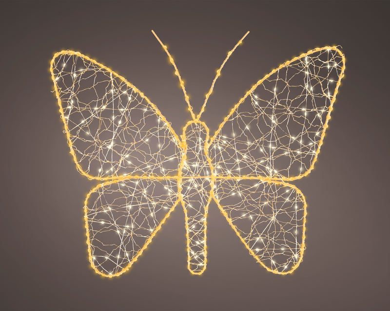 Lumineo Gold Butterfly with 400 Micro LED Classic Warm Lights - 58cm
