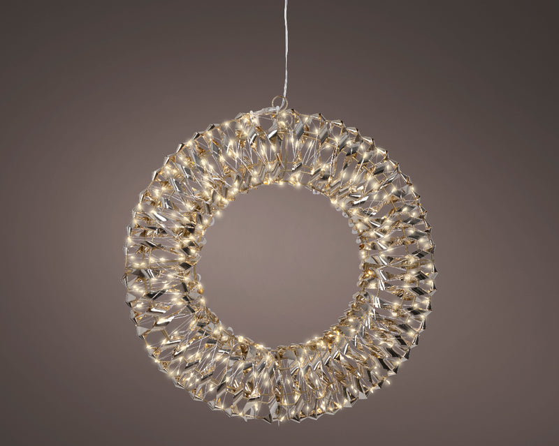 Lumineo Gold Wreath With 960 Warm White Micro Lights 70cm Diameter
