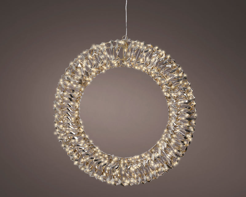 Lumineo Gold Wreath With 960 Warm White Micro Lights 50cm Diameter